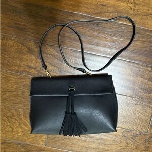 Street Level Black Crossbody Bag with Tassel